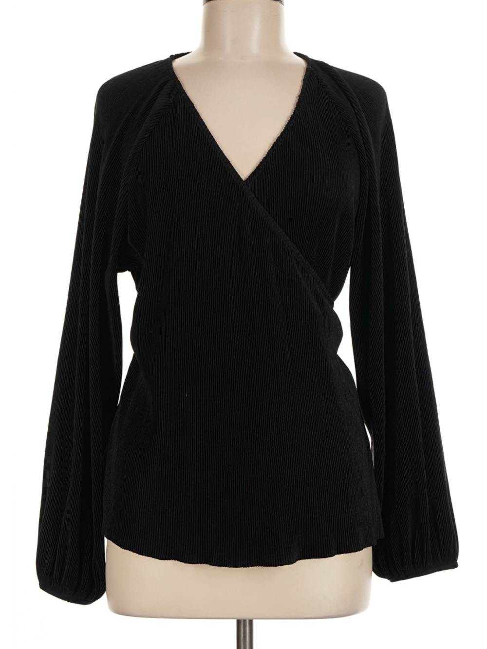 Very Flattering ASTR Black Wrap V-Neck Long Sleeve Blouse